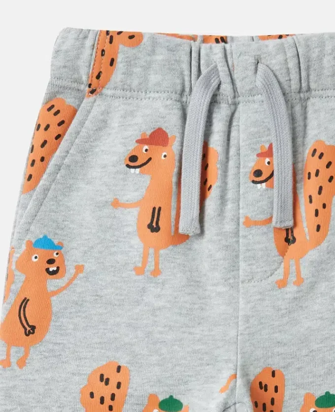 Pantaloni della tuta con coulisse e stampa grafica scoiattolo Pantaloni della tuta con coulisse e stampa grafica scoiattolo