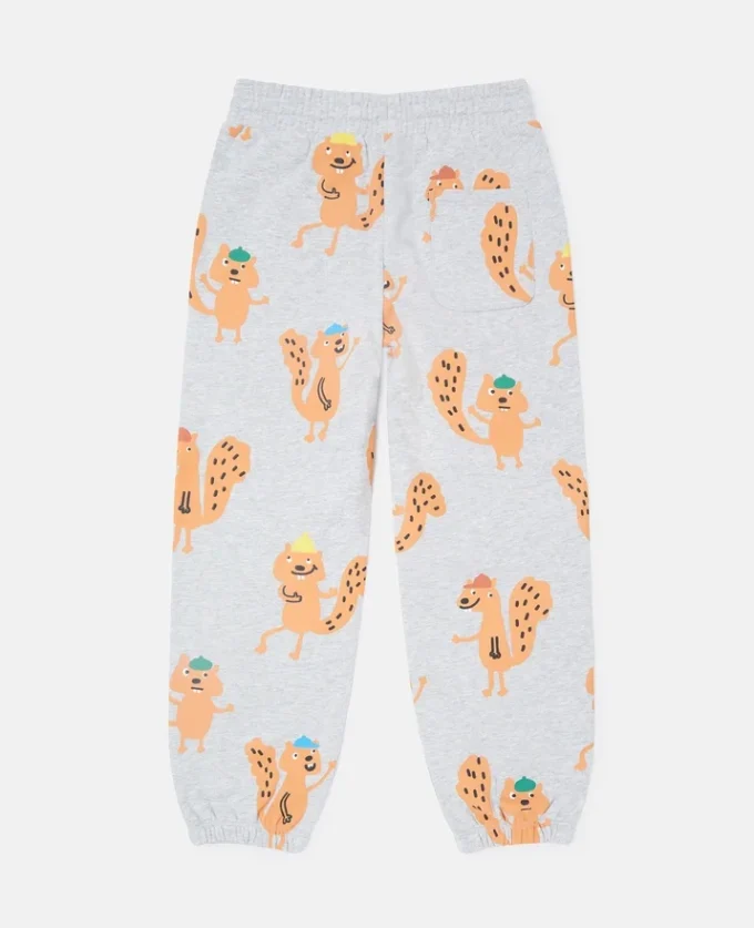 Pantaloni della tuta con coulisse e stampa grafica scoiattolo Pantaloni della tuta con coulisse e stampa grafica scoiattolo