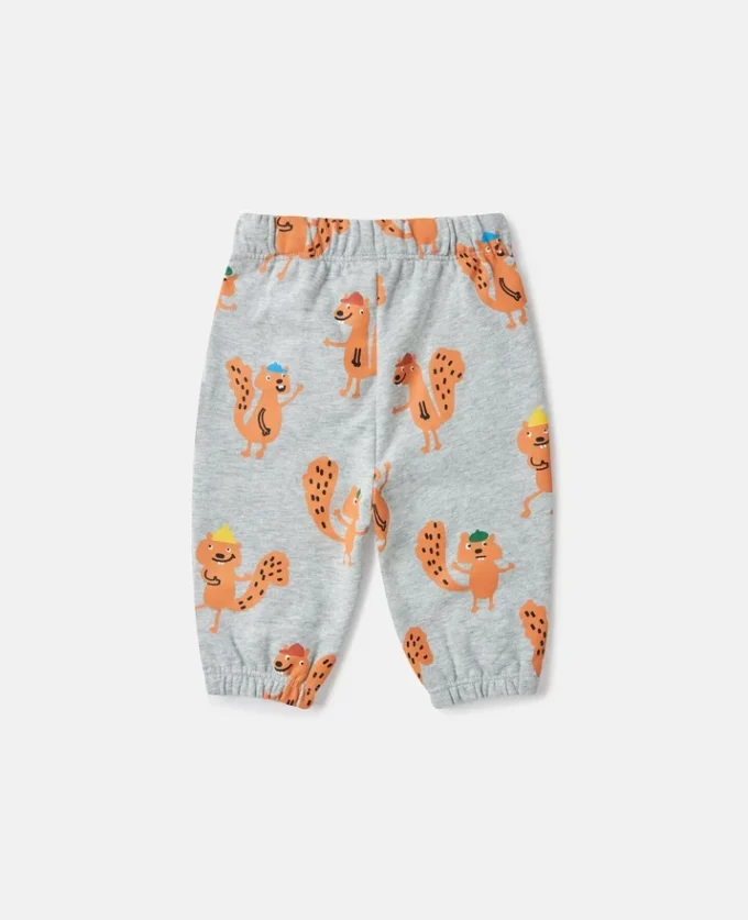Pantaloni della tuta con coulisse e stampa grafica scoiattolo Pantaloni della tuta con coulisse e stampa grafica scoiattolo