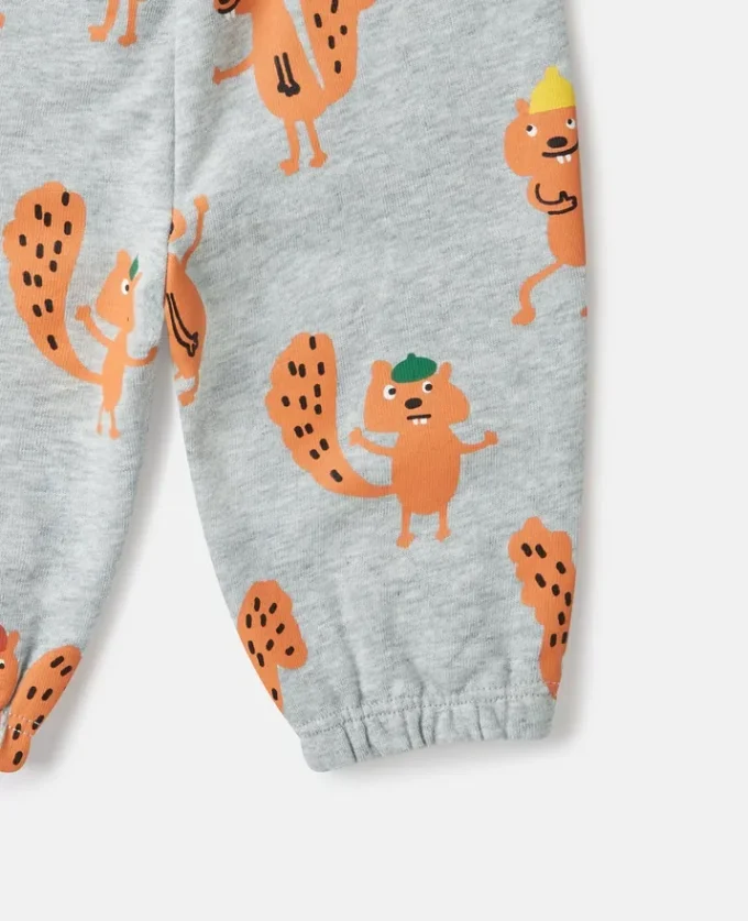 Pantaloni della tuta con coulisse e stampa grafica scoiattolo Pantaloni della tuta con coulisse e stampa grafica scoiattolo