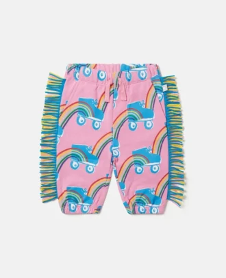 Pantaloni della tuta con stampa arcobaleno e frange