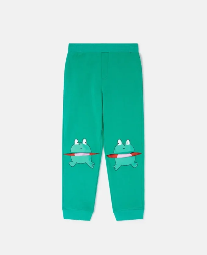 Pantaloni della tuta elasticizzati con stampa grafica a rane Pantaloni della tuta elasticizzati con stampa grafica a rane