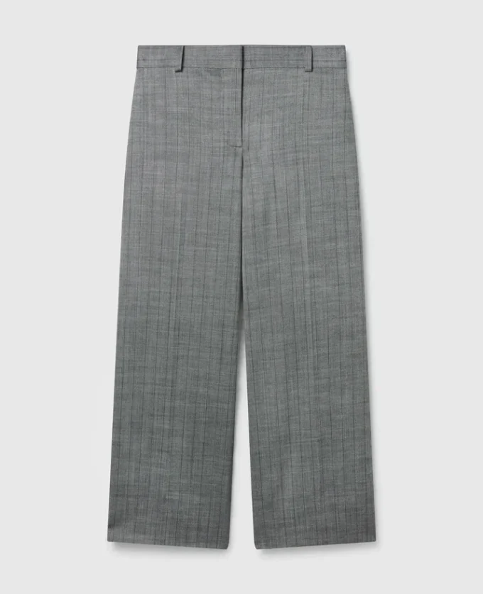 Pantaloni dritti a pieghe gessati Pantaloni dritti a pieghe gessati