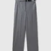 Pantaloni dritti in flanella con cintura Pantaloni dritti in flanella con cintura