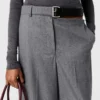Pantaloni dritti in flanella con cintura Pantaloni dritti in flanella con cintura