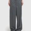 Pantaloni dritti in flanella con cintura Pantaloni dritti in flanella con cintura