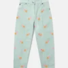 Pantaloni in gabardine con ricamo a forma di cuore Pantaloni in gabardine con ricamo a forma di cuore