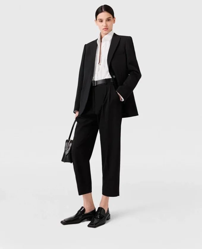 Pantaloni in lana a vita alta con pieghe Pantaloni in lana a vita alta con pieghe