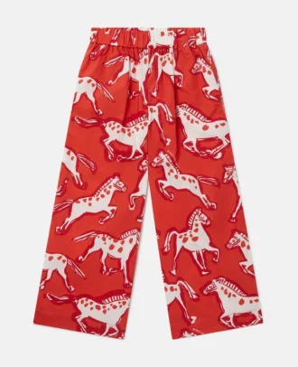 Pantaloni in popeline con stampa cavalli