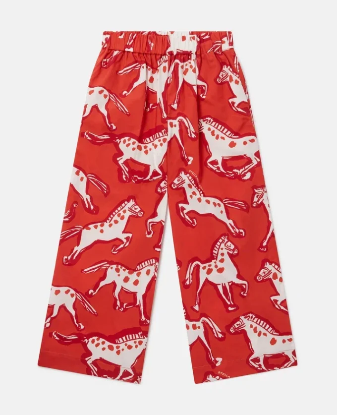 Pantaloni in popeline con stampa cavalli Pantaloni in popeline con stampa cavalli