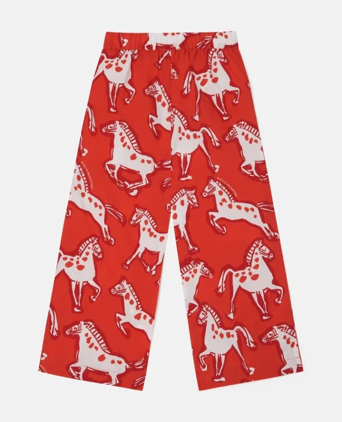 Pantaloni in popeline con stampa cavalli Pantaloni in popeline con stampa cavalli