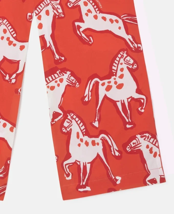 Pantaloni in popeline con stampa cavalli Pantaloni in popeline con stampa cavalli