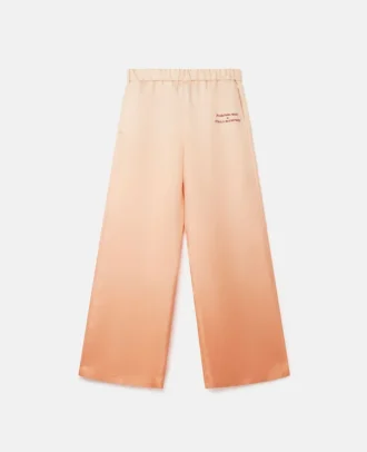 Pantaloni in twill di seta con stampa logo