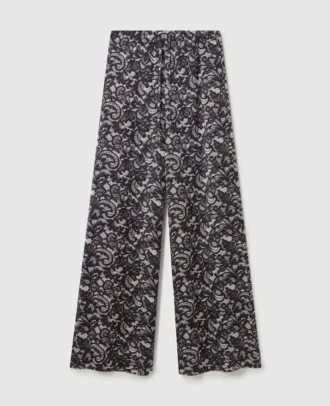 Pantaloni oversize con coulisse e stampa pizzo Pantaloni oversize con coulisse e stampa pizzo