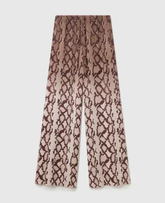 Pantaloni oversize con coulisse e stampa serpente
