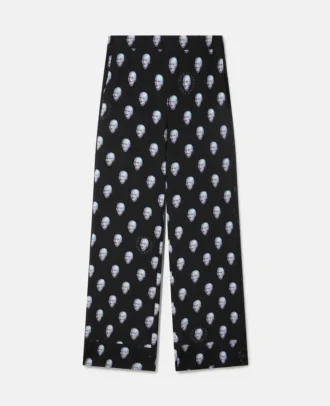 Pantaloni pigiama sexy in crêpe de chine con stampa robot