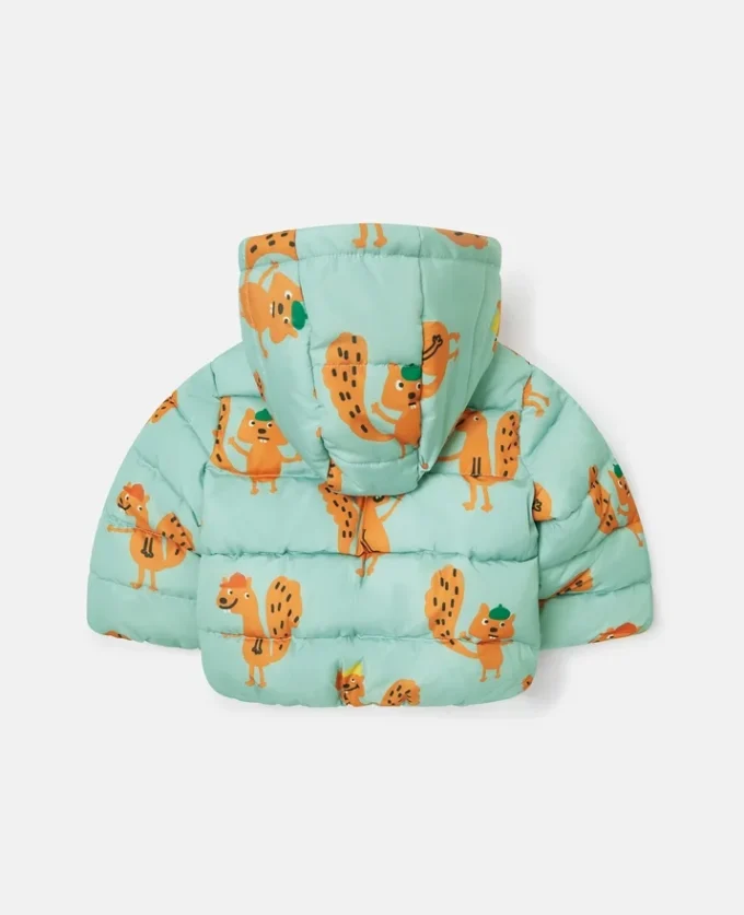 Piumino con cappuccio con stampa scoiattolo Piumino con cappuccio con stampa scoiattolo