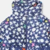 Piumino con cappuccio e stampa a stelle