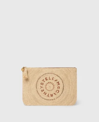 Pochette con logo in rafia