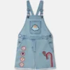 Salopette in denim con ricamo “I Love You” Salopette in denim con ricamo “I Love You”