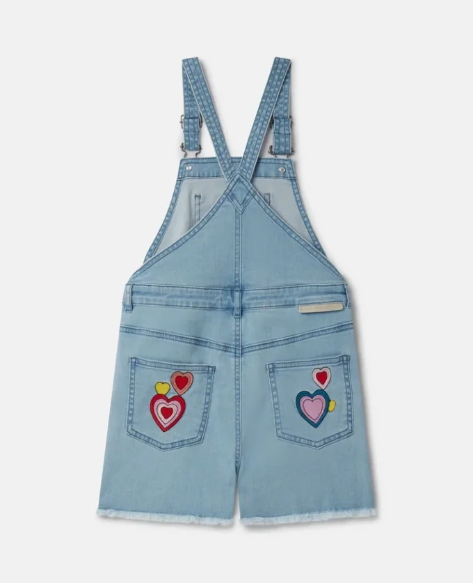 Salopette in denim con ricamo “I Love You” Salopette in denim con ricamo “I Love You”