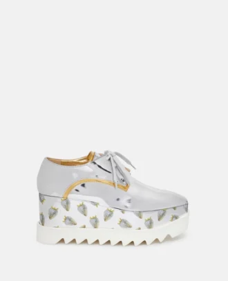 Scarpe con plateau metallizzate Elyse con stampa fragola