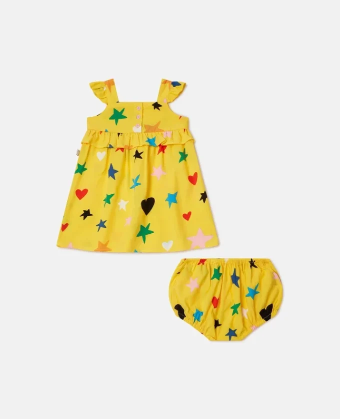 Set abito con motivo a stelle e bloomers