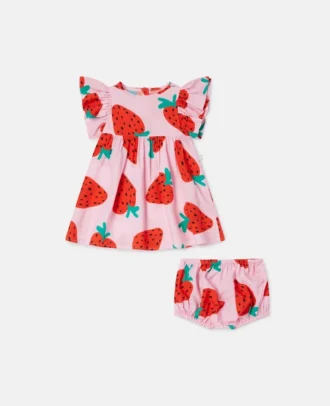 Set abito con stampa fragole e bloomer