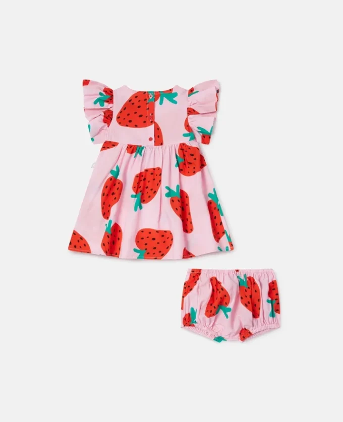 Set abito con stampa fragole e bloomer Set abito con stampa fragole e bloomer