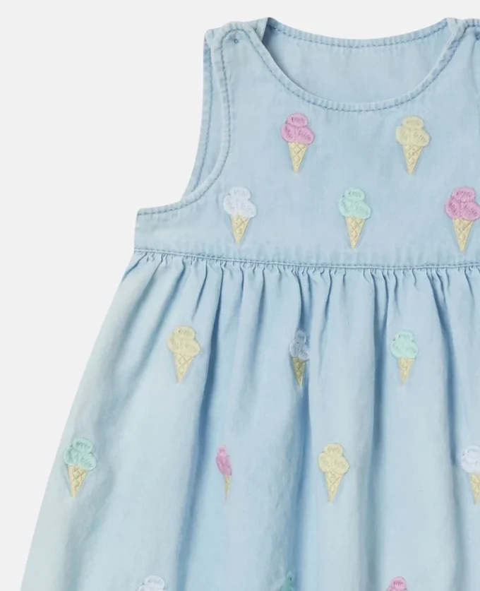 Set abito ricamato con gelati e bloomer Set abito ricamato con gelati e bloomer