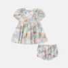 Set con abito a maniche corte con stampa boschiva e bloomers Set con abito a maniche corte con stampa boschiva e bloomers