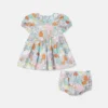 Set con abito a maniche corte con stampa boschiva e bloomers Set con abito a maniche corte con stampa boschiva e bloomers