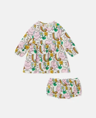 Set con abito e bloomers con stampa Earth Friends Set con abito e bloomers con stampa Earth Friends
