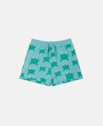 Shorts con coulisse e stampa rana