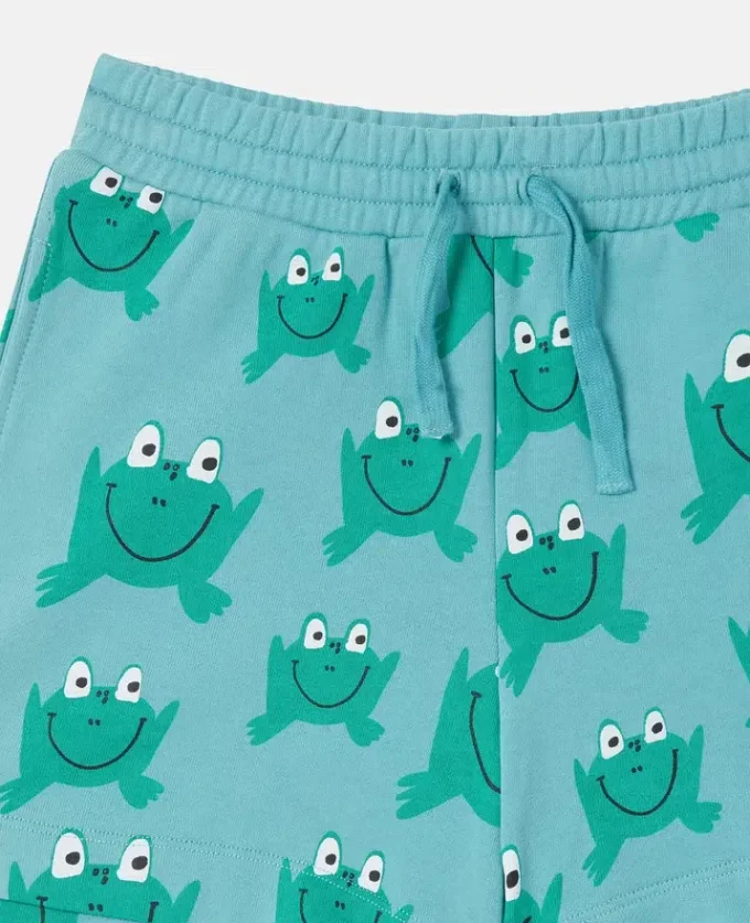 Shorts con coulisse e stampa rana