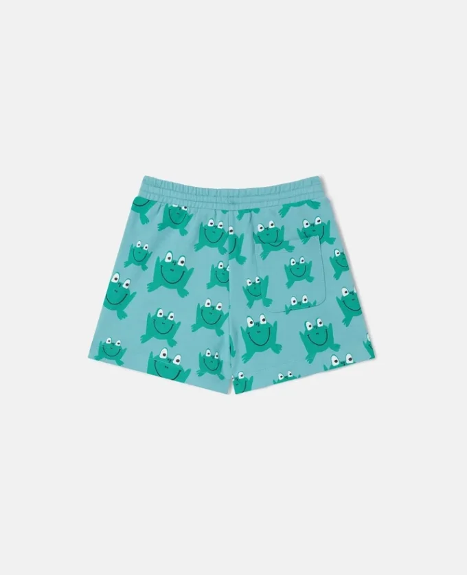 Shorts con coulisse e stampa rana