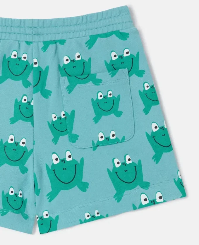 Shorts con coulisse e stampa rana