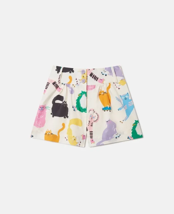 Shorts con stampa gatti