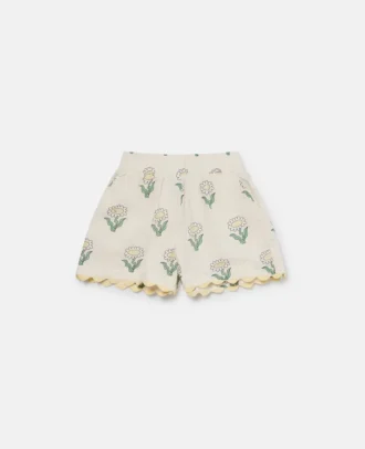 Shorts elasticizzati con bordi smerlati Daisies