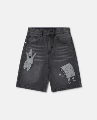 Shorts in denim con grafica SpongeBob