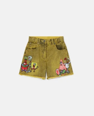 Shorts in denim con grafica SpongeBob
