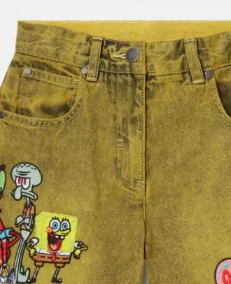Shorts in denim con grafica SpongeBob