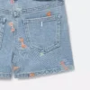 Shorts in denim con stampa a fiocchi a righe Shorts in denim con stampa a fiocchi a righe