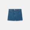 Shorts in denim elasticizzato con toppa a forma di cuore con frange Shorts in denim elasticizzato con toppa a forma di cuore con frange