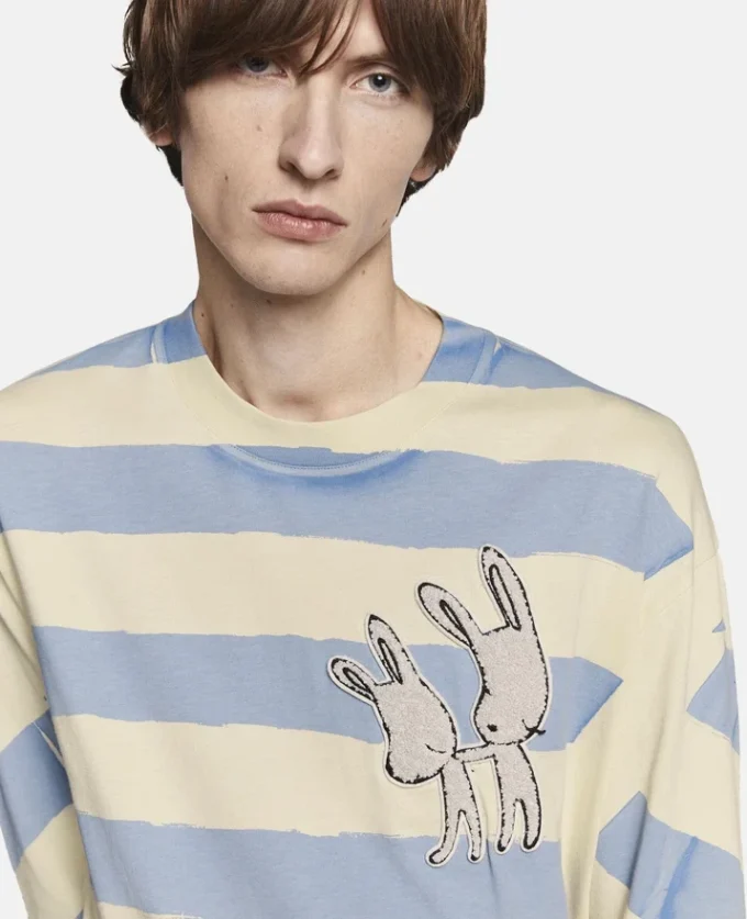 T-shirt bretone con ricamo coniglietto T-shirt bretone con ricamo coniglietto