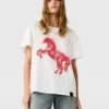 T-shirt con grafica cavallo aerografata T-shirt con grafica cavallo aerografata