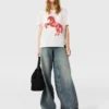T-shirt con grafica cavallo aerografata T-shirt con grafica cavallo aerografata