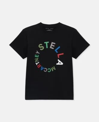 T-shirt con ricamo logo circolare