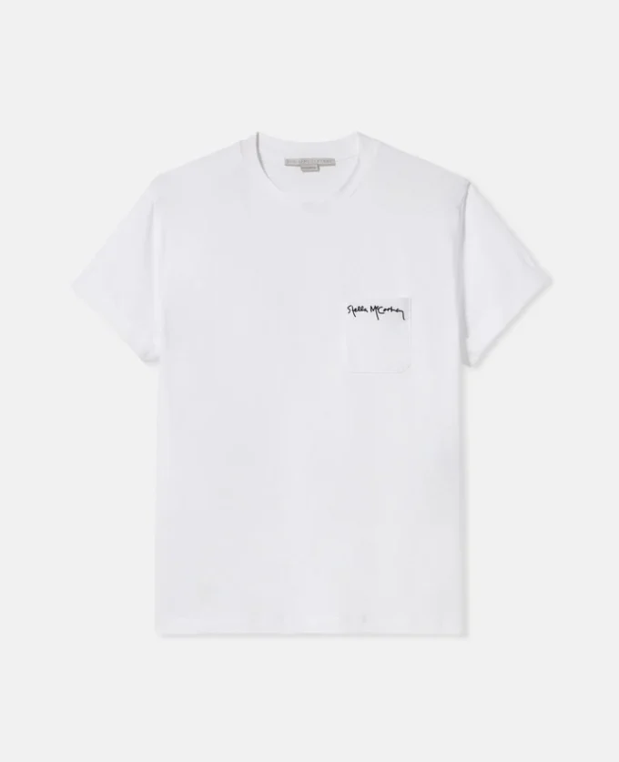 T-shirt con ricamo logo Stella a forma di cuore T-shirt con ricamo logo Stella a forma di cuore