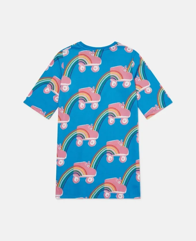T-shirt con stampa arcobaleno e pattini a rotelle T-shirt con stampa arcobaleno e pattini a rotelle
